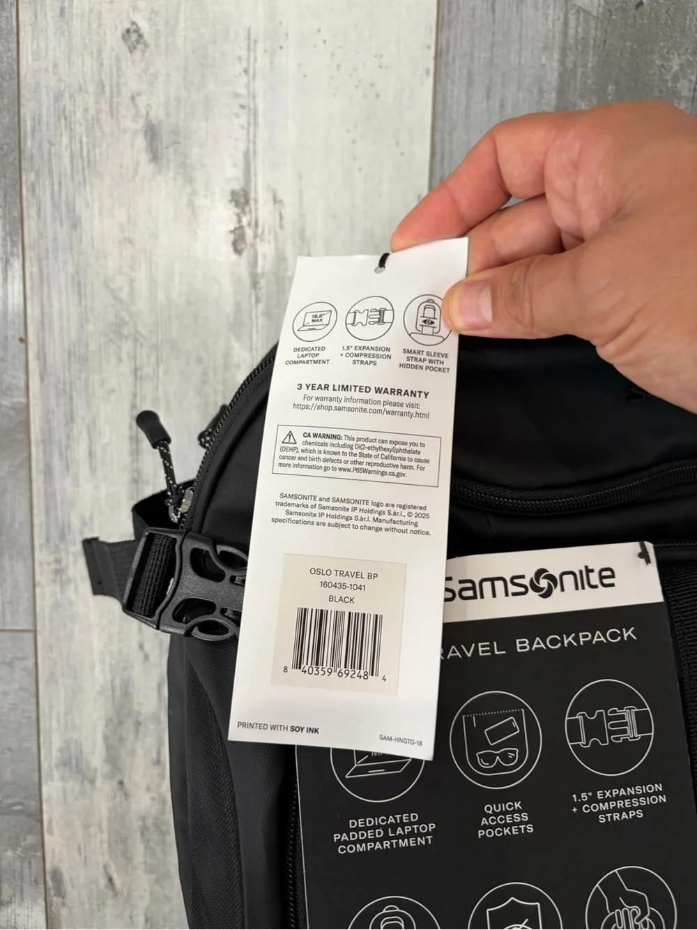 Samsonite Oslo Travel Backpack Large Black 160435-1041 NEW